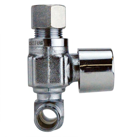 Apollo 1/2 in. Chrome-Plated Brass PEX Barb x 3/8 in. Compression Quarter-Turn Dishwasher Tee Valve APXVT121238